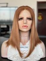 Perruque Casher SHY, couleur brun clair, cheveux humains européens, dessus en dentelle, couleur personnalisée, fournisseur d'usine