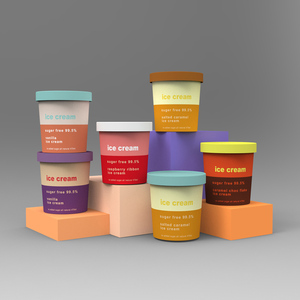 16oz gobelet en papier crème glacée pu ch up tube pla manchon de crème glacée 16oz pinte de crème glacée - Product Image 1