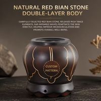 Pot de Moxibustion en Pierre Rouge Bian Sculptée Lotus, Personnalisé, Vente en Gros, Anti-brûlure, en Acier, Pot Gua Sha pour Massage à Domicile, Spa, Relaxation Corporelle, Classe I CE