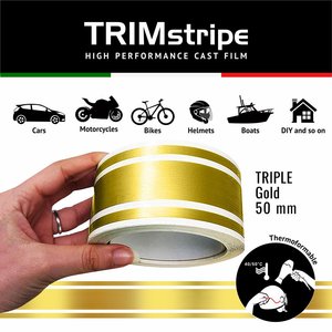 Strisce adesive rifiniture in oro per auto 3 fili 50 MM X 10 MT-utensile per tornitura Premium - Product Image 1