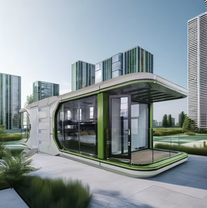 Cabina amueblada de 28 metros cuadrados, casa de lujo OEM, prefabricada, pequeña, moderna, prefabricada, para hotel, sala de exposición, casa de cápsula espacial - Product Image 1