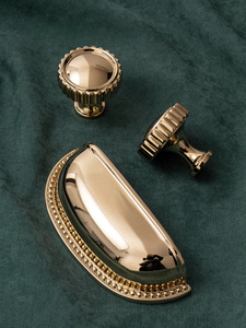 Vintage Solid Brass Gold Cabinet Hardware Set Decorative Bar Pull Cup Pull &amp; Round <strong>Knob</strong> for Dresser Cabinet <strong>Doors</strong> - Product Image 3