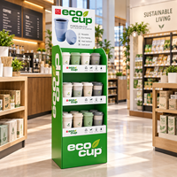 Support d'affichage au sol en carton pliable personnalisé, présentoir en papier POP avec étagères pour la promotion de la marque en supermarché