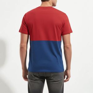 Camiseta de hombre personalizada 2026 de dos tonos con bloques de color en contraste, manga corta, 100% algodón peinado, corte holgado informal para verano - Product Image 4