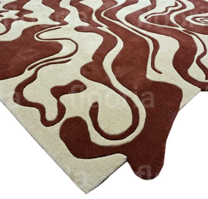 Abstract Pattern Wool <b>Acrylic</b> Area Rug Rectangle Modern Living Room Stain Resistant Hand loom Medium Pile Latex Backing - Product Image 3