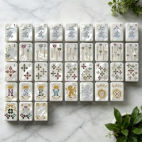 En stock : Ensemble de Mahjong américain portable en coquille de diamant et de perle, tuiles de Mahjong à manipuler à la main, de qualité supérieure, exquis, pour le divertissement et les loisirs