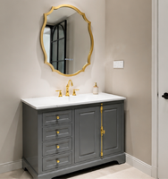 Comptoir de salle de bain moderne en pierre frittée grande taille avec miroir intelligent pour projets hôteliers et d'appartements – Étanche et durable