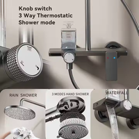Robinet de Douche Thermostatique Haut de Gamme à Poignée Unique pour Salle de Bain, Mélangeur Eau Chaude et Froide, Jet Pluie, Barre Coulissante, Finition Brossée, Idéal Hôtels