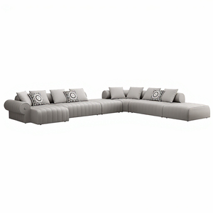 Customizable High-End Modular Sectional <b>Sofa</b> Genuine Leather Square Modern Villa - Product Image 6