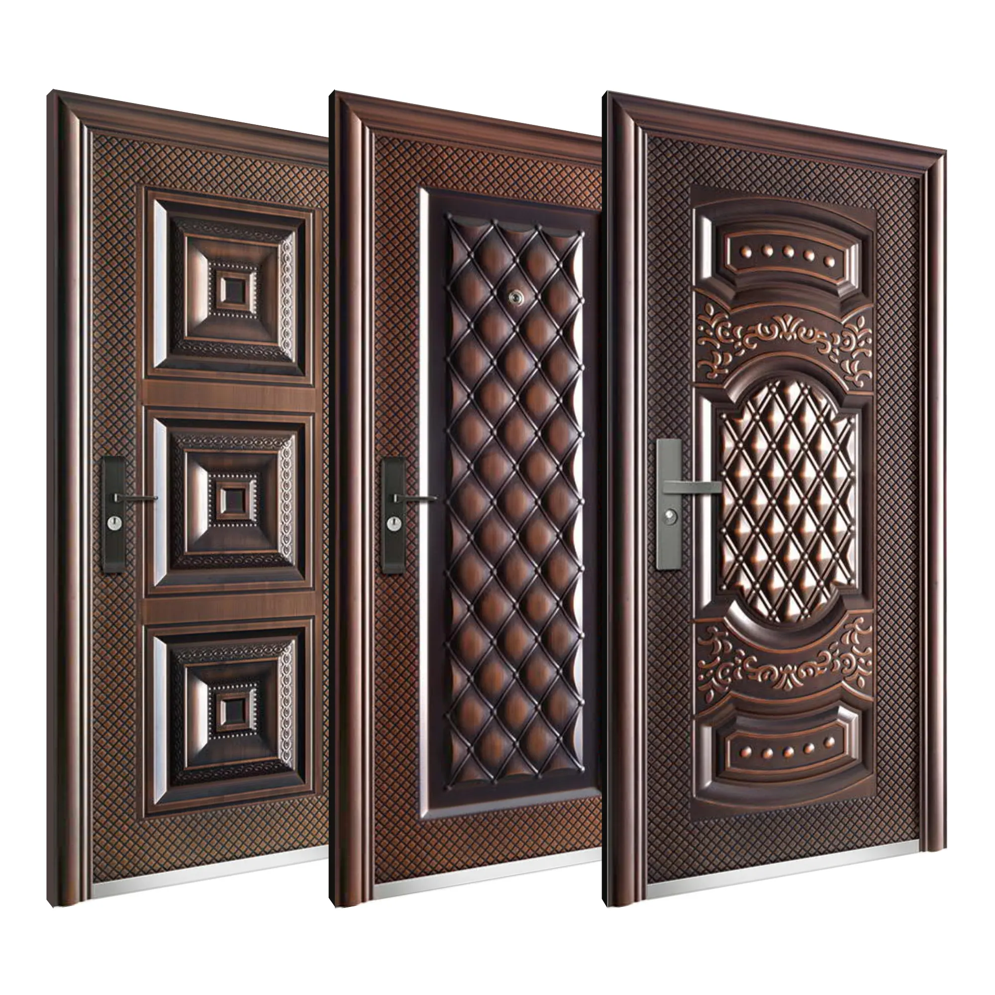 China Competitive Price Pivot Exterior Door Residential Steel Security Entry Doors Cold Rolled Steel Copper Anti-theft Main Door