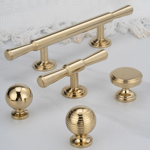Furniture Handle And <b>Knob</b> Brass Electroplated Bright <b>Gold</b> Minimalist <b>Cabinet</b> Door And Drawer Handles Bar Shape Durable - Product Image 1