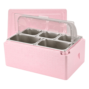 Boîte isotherme rose EPP 31L transparente à couvercle rabattable <span class=keywords><strong>pour</strong></span> fruits, boîte réfrigérée isolée avec bac GN, boîte de présentation <span class=keywords><strong>pour</strong></span> smoothies - Product Image 1