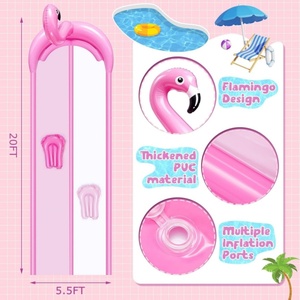 PVC Inflatable Flamingo Water <b>Slide</b> 610*168 CM with Two Skate Board for Kids Summer Outdoor Lawn Playing Water Fun - Product Image 2