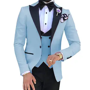 New Costume Men Popular Clothing Luxury Party Stage Men's Suit Groomsmen Regular Fit Tuxedo 3 Piece Set Jacket Trousers Vest