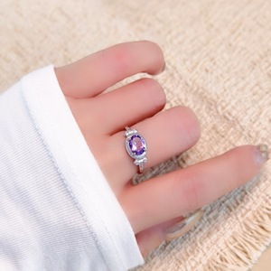 9 Factory 6*8mm Oval cut Blue Topaz <b>Adjustable</b> <b>Rings</b> Natural Stone 925 Silver Rhodium Plated Brushed Fine Jewelry for Women - Product Image 4