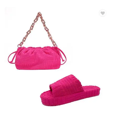 Sandalias planas de lujo para mujer, bolsos de mano de alta calidad, bolso de mano, con cadena gruesa, conjunto de toalleros y sandalias