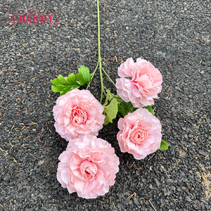 DC116 Bestseller Fiori Artificiali Rosa Bianco Crema in Seta, 4 Teste di Ranuncolo, Peonia all'Ingrosso - Product Image 4
