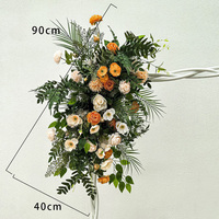 Guirlande florale artificielle en soie champagne et orange pour mariage, bouquet de sol, décoration d'arche, panneau de bienvenue, décoration de cérémonie de livraison de voitures