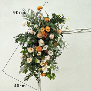 Guirlande florale artificielle en soie champagne et orange pour mariage, <span class=keywords><strong>bouquet</strong></span> <span class=keywords><strong>de</strong></span> sol, décoration d'arche, panneau <span class=keywords><strong>de</strong></span> <span class=keywords><strong>bienvenue</strong></span>, décoration <span class=keywords><strong>de</strong></span> cérémonie <span class=keywords><strong>de</strong></span> livraison <span class=keywords><strong>de</strong></span> voitures - Product Image 4