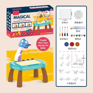 Mesa de Proyección Infantil <span class=keywords><strong>para</strong></span> Pintar, Mesa de Dibujo con Proyección de Dinosaurios y Hongos, Mesa de Almacenamiento con Proyección - Product Image 6