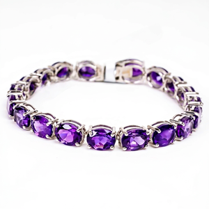 Bracelet à breloques en améthyste plaqué argent, bijoux unisexes, style romantique, cadeau pierre de naissance de février - Product Image 1