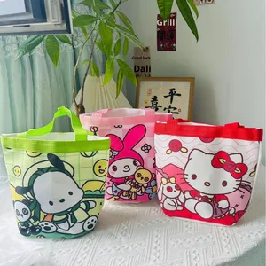 Sac fourre-tout en toile illustré mignon, fermeture ouverte, sac à déjeuner pour maman, petit sac de travail - Product Image 1