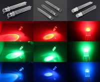 Diode LED RVB 5 mm à 4 broches avec lentille transparente et cathode commune, fournie par l'usine