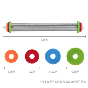 High Quality Stainless Steel Rolling Pins Adjustable <b>Thickness</b> <b>Rings</b> and Fiberglass Pastry Baking Mat &Rolling Pins Set - Product Image 5