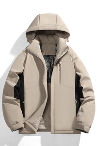 Men's Winter Long Hooded Windproof <b>Fleece</b> <b>Jacket</b> Outdoor Mountaineering Clothes Polyester <b>Lining</b> Spandex/Bamboo Fiber 220g - Product Image 4