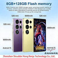 S26 Mini Téléphone Android 15 8+128G 5,5 pouces LTE 6000 mAh HD MTK Snapdragon 8 Gen 4 10 cœurs avec stylet intégré Double carte SIM