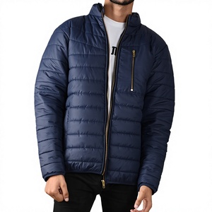 Chaqueta Acolchada para Hombre, Estilo 2026, Cuello Alto, Informal, de Alta Calidad, Color Azul Marino, Corte Regular, Color Sólido - Product Image 1