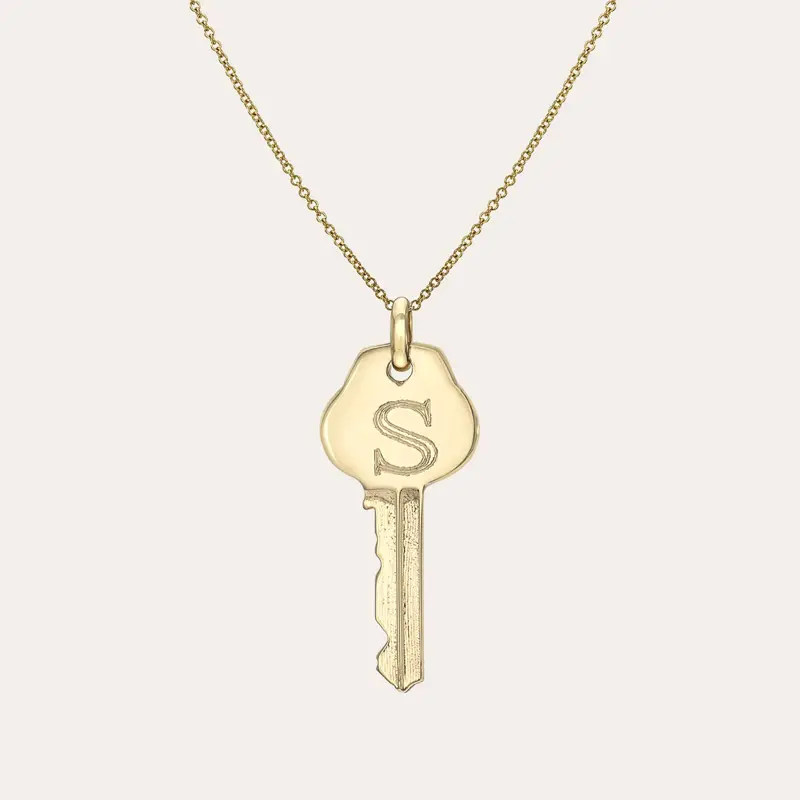 Personal isierte Mode einfache 925 Sterling Silber 18 Karat Gold Schlüssel Anhänger Halskette Schmuck