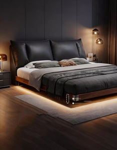 <span class=keywords><strong>Letto</strong></span> in Pelle Minimalista Stile Italiano 1.8m, <span class=keywords><strong>Letto</strong></span> <span class=keywords><strong>Matrimoniale</strong></span> 1.5m per Camera da <span class=keywords><strong>Letto</strong></span> Principale, Design Moderno in Pelle Morbida con Bordi Colorati - Product Image 3