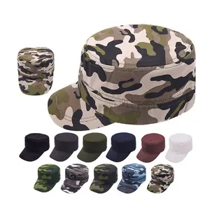 AA016 Adult Cotton Plain Sports Hats Outdoor Student Sun Camouflage Cadet Cap Adjustable Camo Flat Top Caps