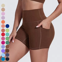Séchage rapide femmes vêtements poche latérale sport Shorts chauds taille haute bout à bout court Gym Fitness Leggings Yoga Shorts pour les femmes