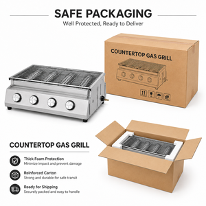 Barbecue au gaz GPL commercial à 4 brûleurs, en acier inoxydable, pour table, avec boutons de commande indépendants, pour la restauration - Product Image 6
