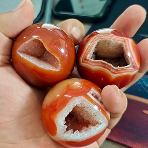 Esfera de Ágata Cornalina Roja Natural al por Mayor, Bola Decorativa de Piedra Curativa de Cristal Pulido, Esfera de Sardónix Roja - Product Image 2