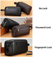 Tas tangan pria, kualitas tinggi tas genggam sidik jari kunci Anti PU kulit pasang tas tangan bisnis kapasitas besar dompet untuk pria