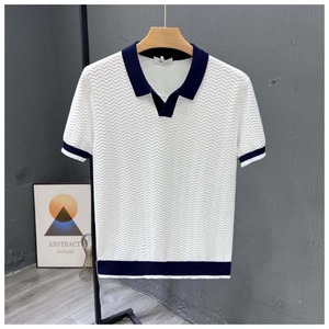 เสื้อกอล์ฟลำลองผู้ชายคุณภาพสูง แขนสั้น ระบายอากาศได้ดี ป้องกันรอยยับ ผ้าฝ้าย 100% ติดกระดุม  โลโก้ถักด้านหน้า - Product Image 5