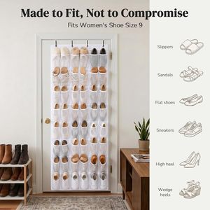 48 Pocket Over The Door <b>Shoe</b> Organizer Mesh Hanging Rack For Sneakers <b>Storage</b> 6 Column Heavy Duty - Product Image 6