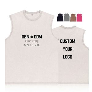 เสื้อยืดแขนกุดผู้ชายลดราคา ผ้าฝ้าย 100% สกรีนลายตามสั่ง สไตล์เรโทร วินเทจ สตรีทแวร์ ระบายอากาศได้ดี เสื้อยืดลำลองใส่สบายสำหรับฤดูร้อน - Product Image 2