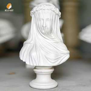 Busto de Mujer Tallado a Mano <span class=keywords><strong>en</strong></span> Mármol Blanco MILY <span class=keywords><strong>con</strong></span> <span class=keywords><strong>Velo</strong></span> para Decoración - Product Image 3
