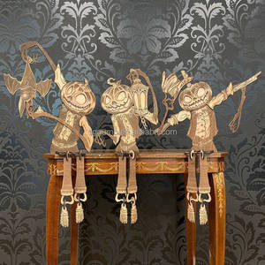 Ornement fantaisie homme citrouille effrayant, découpé en bois, écologique et réutilisable, décoration 3D pour la maison et le jardin, fourniture pour les fêtes d'Halloween - Product Image 3