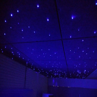 Panneau de plafond suspendu modulaire acoustique en polyester 0,75 mm avec fibres optiques LED scintillantes effet ciel étoilé RGB/blanc unique IP20