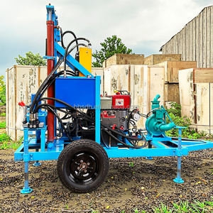 수제 정원 관개 150m 30HP 디젤 유압 미니 바퀴 트레일러 진흙 펌프 물 우물 드릴링 장비 기계 - Product Image 4
