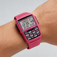 Nouvelle montre-calculatrice rose pour étudiants, multifonctionnelle, avec lumière LED nocturne, style ordinateur numérique électronique