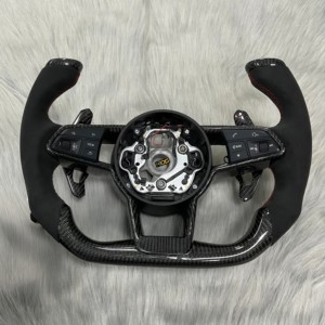 พวงมาลัยคาร์บอนไฟเบอร์หนังสำหรับรถ <span class=keywords><strong>Audi</strong></span> R8 TT <span class=keywords><strong>Mk2</strong></span> B8 RS <span class=keywords><strong>TTS</strong></span> ttrs RS3 RS6 RS4 RS5 RS7 A3 D3 A4 A5 A6 A8 Q7 Q5 - Product Image 4