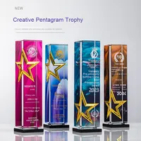 Trophée de lame imprimé en cristal haut de gamme Prix commémoratifs colorés pour les employés et les partenaires exceptionnels Free Design Annual