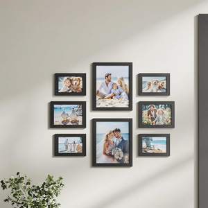 Cadres photo muraux en bois massif écologiques de style américain, durables, de plusieurs tailles (8x20 pouces), design perforé, lot de 10 pièces. - Product Image 3