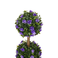 Arbre topiaire artificiel écologique à 3 niveaux, plante en pot en forme de boule de roses artificielles, résistant aux UV, durable, imperméable, H90cm, pour mariage, jardin
